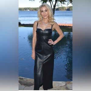 Alexis Black Elegant Vegan leather Jaline dress